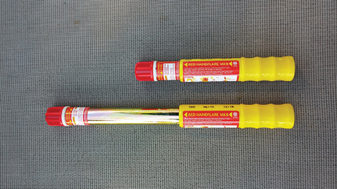 SOLAS handheld flare stowed and extended