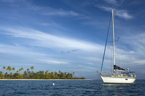 The white fender is one of three that buoys Namani's anchor chain, keeping it above coral heads
