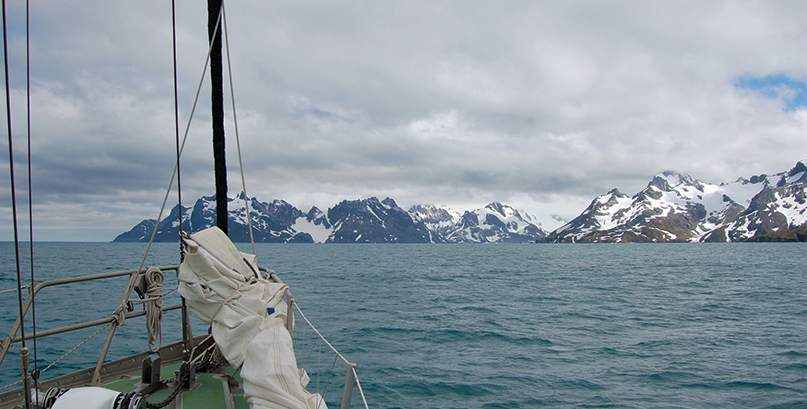 Drygalski Fjord at the southern tip of the island, where the most dramatic terrain is found