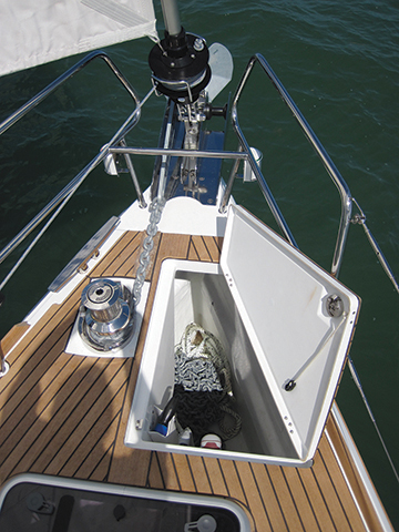 Note the divided chain locker on the Jeanneau 509