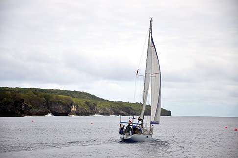 Namani sailing along the coast of Niue