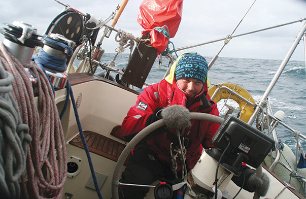 Oyvind at the helm