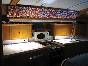 The galley with new strip lights
