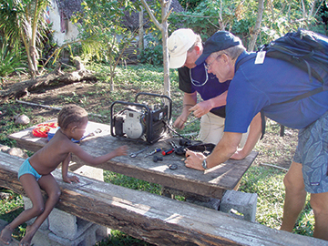 Repairing the school generator, Vanuatu