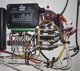 The alarm controller with extra relays attached to flash the deck lights