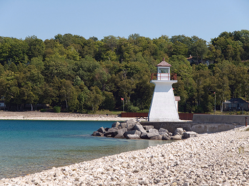 Lighthouse in Lion´s Head port on Huron lake, Canada