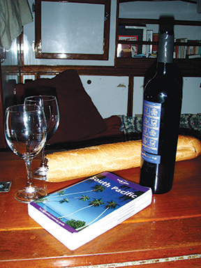 Wine and baguette in the South Pacific