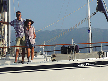 Ben & Eliza onboard their Nauticat 43, Three Rivers