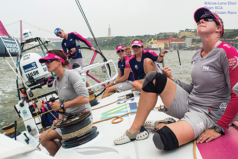 June 7, 2015. Leg 8 to Lorient onboard Team SCA.  Annie Lush and crew.