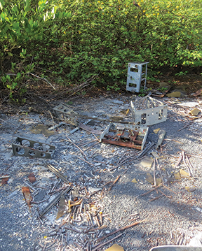 Old computer parts from a fallen radio tower, courtesy Hurricane Mitch